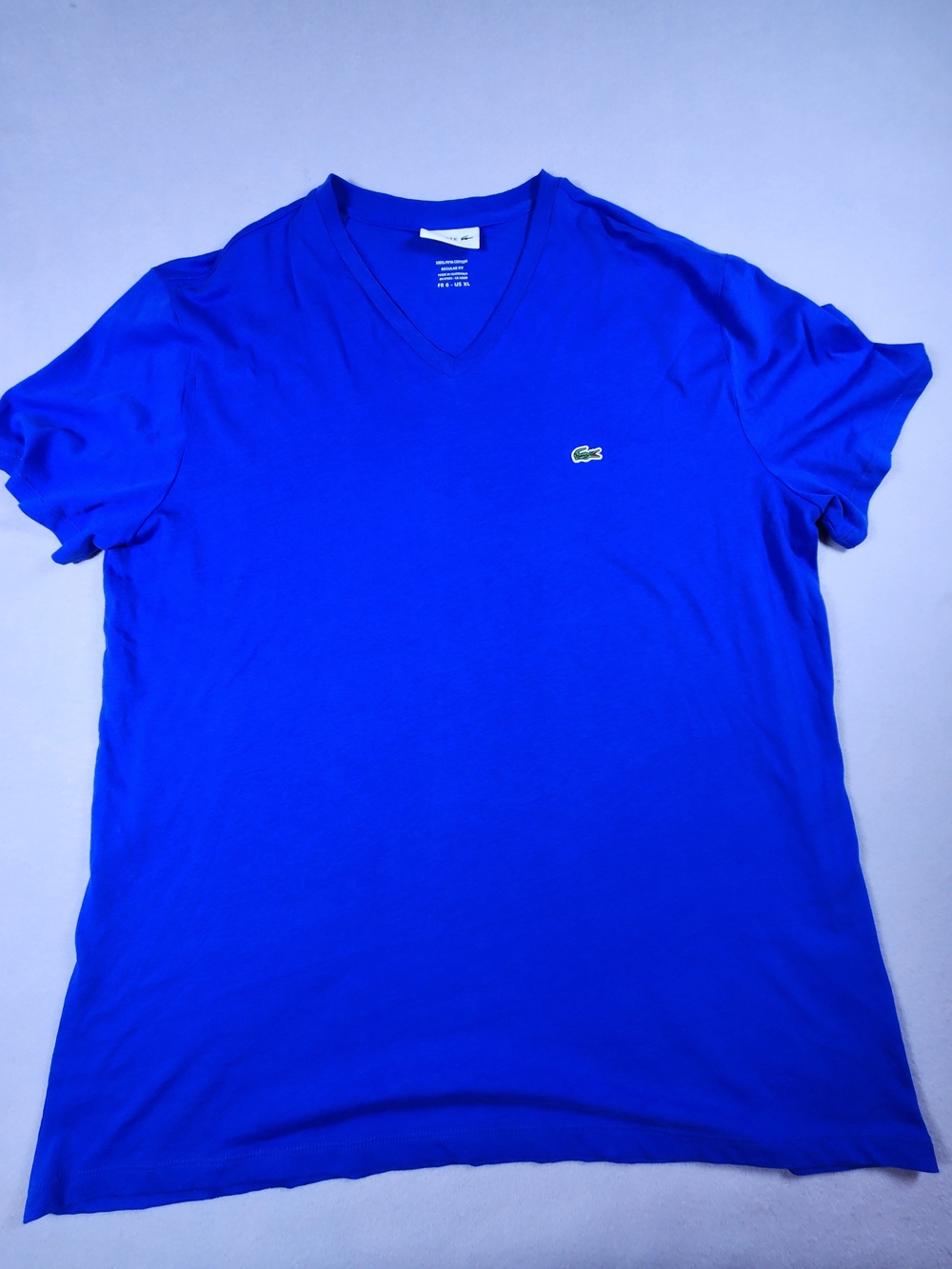 Lacoste Men’s Royal Blue V-Neck Cotton Tee Size XL